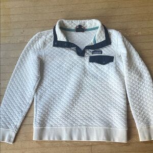 Used condition Patagonia white and blue organic cotton pullover